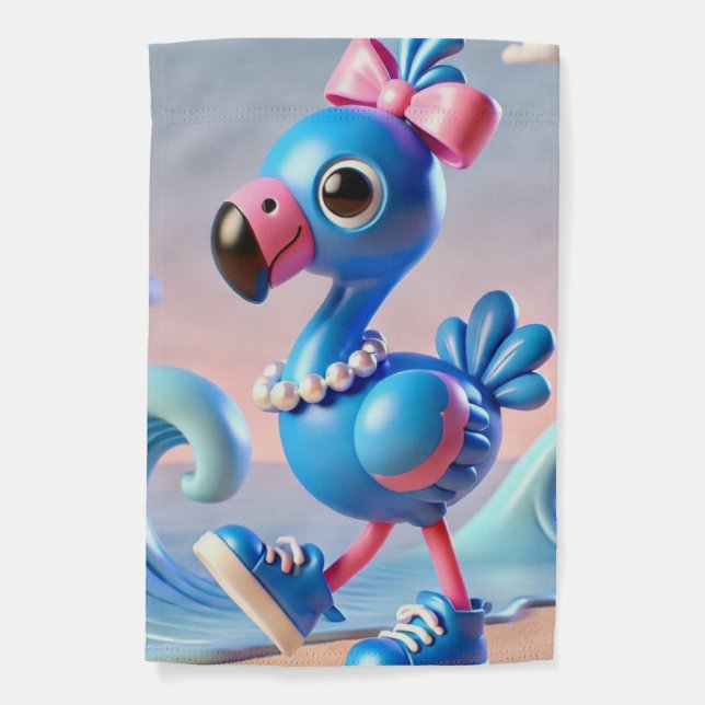 Blue Flamingo 3 Garden Flag (Front)