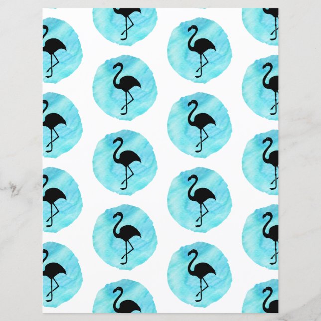 Blue Flamingo Pattern Scrapbook Paper (Front)