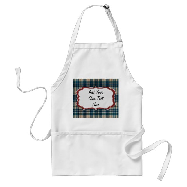 blue flannel background label adult apron (Front)