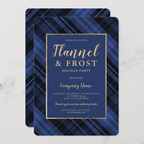 Blue flannel frost business corporate Christmas Invitation