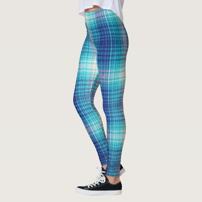 Blue Flannel Look Cozy Country Leggings (Left)