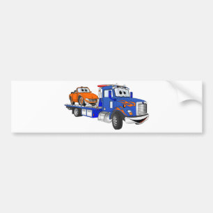Blue Flatbed Tow Truck Bumper Sticker