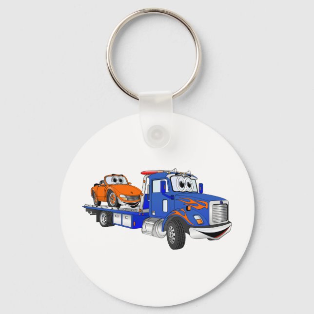 Blue Flatbed Tow Truck Keychain (Front)