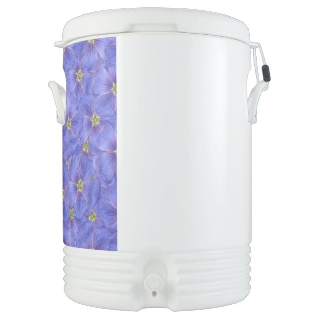 Blue Flax Seamless Pattern Beverage Cooler (Front)