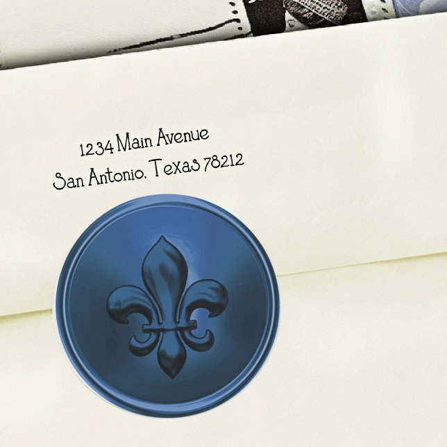 Blue Fleur de Lis Envelope Seal Embossed  (Creator Uploaded)