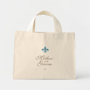 Blue Fleur de Lis Mother of the Groom Initial Mini Tote Bag