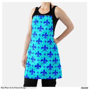 Blue Fleur-de-lis Pattern Design Apron