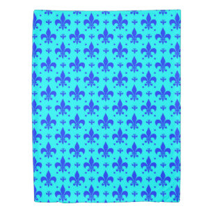 Blue Fleur-de-lis Pattern Design Duvet Cover
