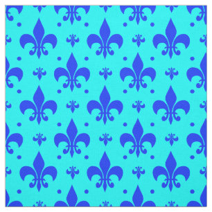 Blue Fleur-de-lis Pattern Design  Fabric