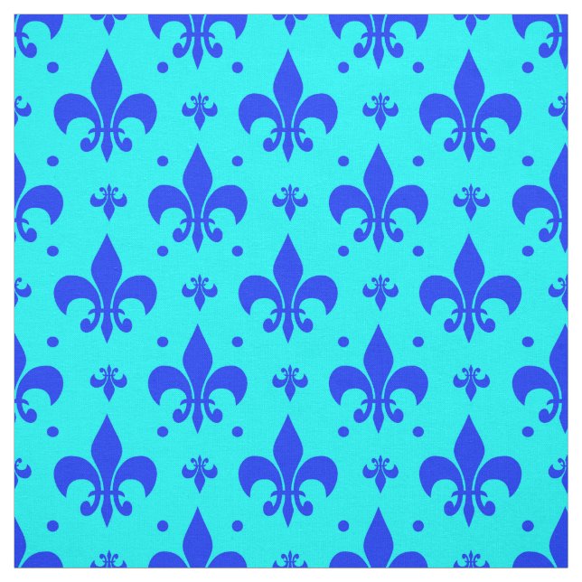 Blue Fleur-de-lis Pattern Design  Fabric (Swatch)
