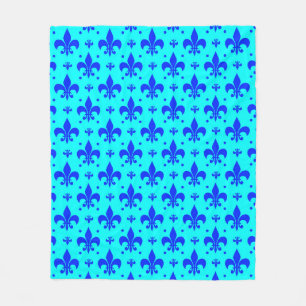 Blue Fleur-de-lis Pattern Design  Fleece Blanket
