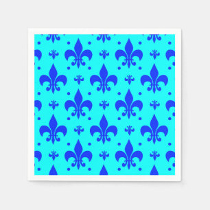 Blue Fleur-de-lis Pattern Design Napkins
