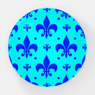 Blue Fleur-de-lis Pattern Design  Paperweight