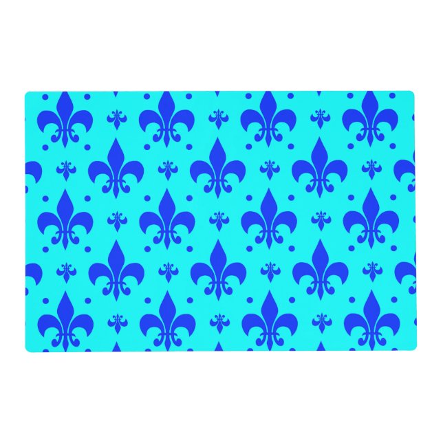 Blue Fleur-de-lis Pattern Design  Placemat (Front)