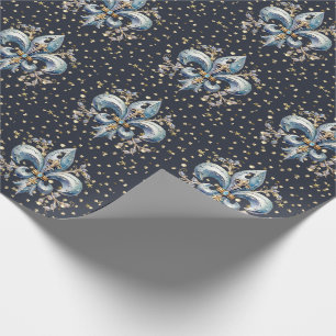 Blue Fleur de Lys Wrapping Paper