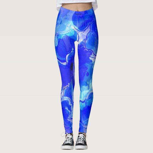 Blue fleur leggings (Front)