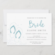 Blue Flip Flops Summer Beach Bridal Shower  Invitation