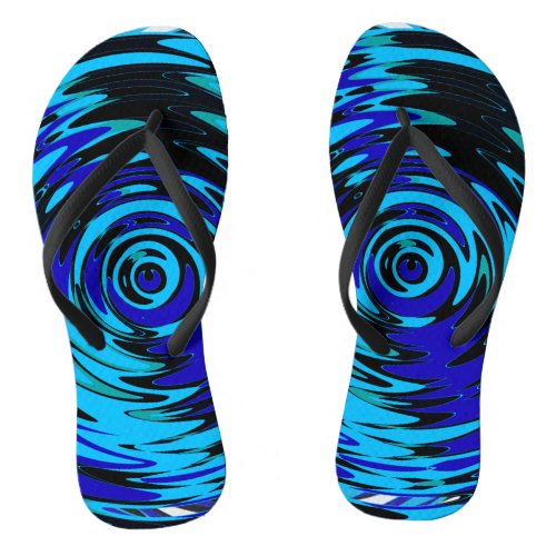 Blue Flip Flops With Vortex Swirls Pattern 