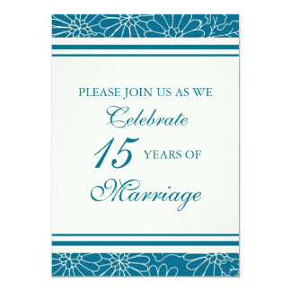 Blue Floral 15th Anniversary Party Invitation