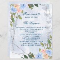 Blue Floral 18 Candles and Roses Ceremony Program