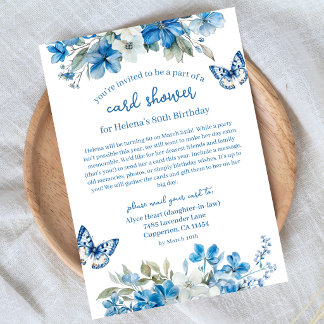 Blue Floral 80th Birthday Card Shower by Mail