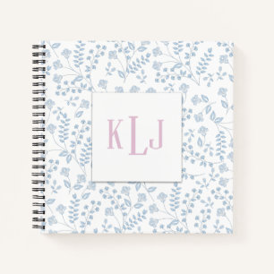 Blue Floral 8.5" x 8.5" Spiral Notebook