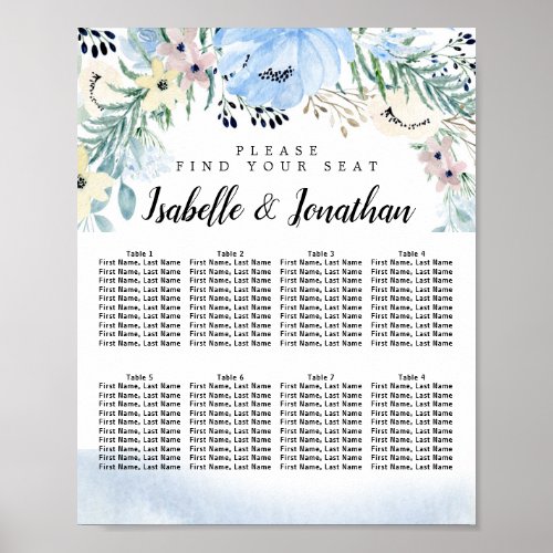 Blue Floral 8_Table DIY Wedding Seating Chart