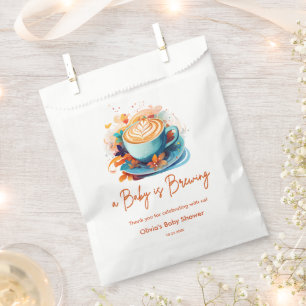 Blue Floral A Baby is Brewing Coffee Baby Shower Favor Bag