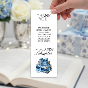 Blue Floral A New Chapter Bridal Shower  Bookmarks