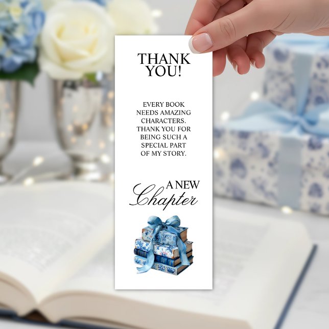 Blue Floral A New Chapter Bridal Shower  Bookmarks (Creator Uploaded)