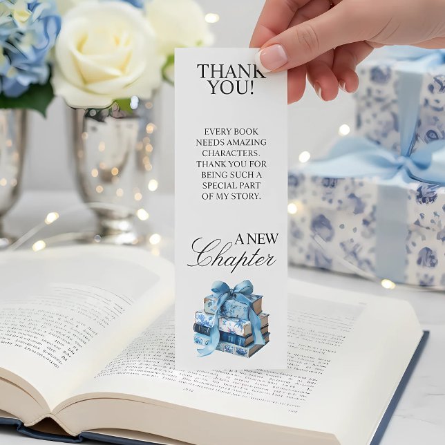 Blue Floral A New Chapter Bridal Shower  Bookmarks (Creator Uploaded)