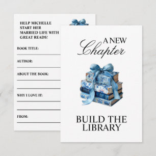 Blue Floral A New Chapter Bridal Shower Enclosure Card