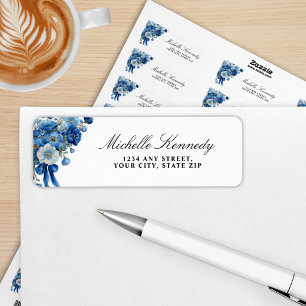 Blue Floral A New Chapter Bridal Shower Label