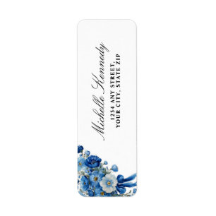 Blue Floral A New Chapter Bridal Shower  Label