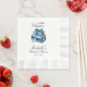 Blue Floral A New Chapter Bridal Shower  Napkins
