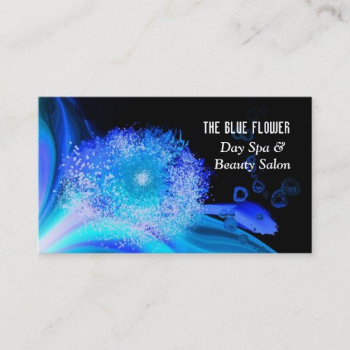Blue Floral Abstract Day Spa Business Card
