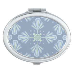 Blue Floral Abstract Pattern Compact Mirror