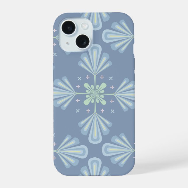 Blue Floral Abstract Pattern Iphone Case (Back)