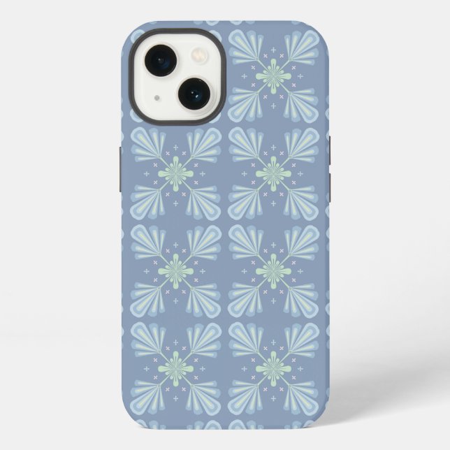 Blue Floral Abstract Pattern Iphone Case (Back)