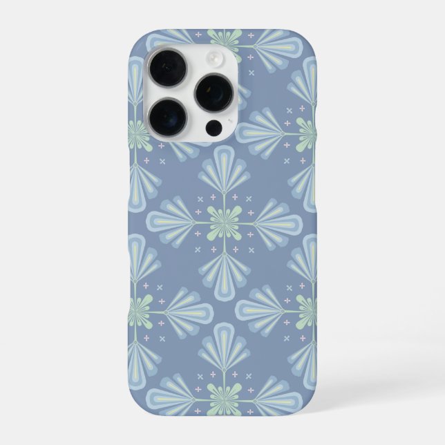 Blue Floral Abstract Pattern Iphone Case (Back)