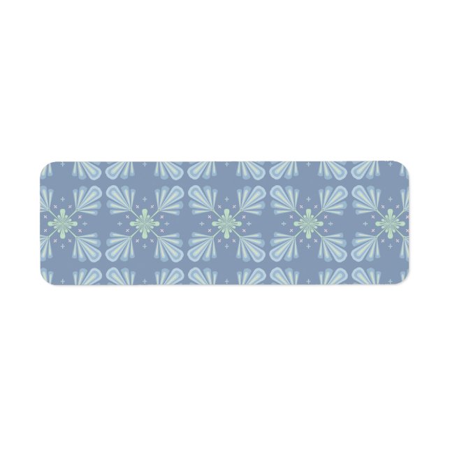 Blue Floral Abstract Pattern Label (Front)