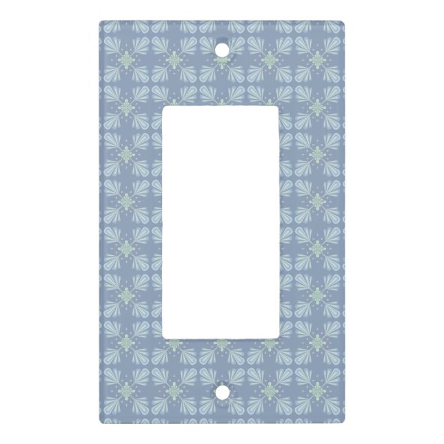 Blue Floral Abstract Pattern Light Switch Cover (Front)