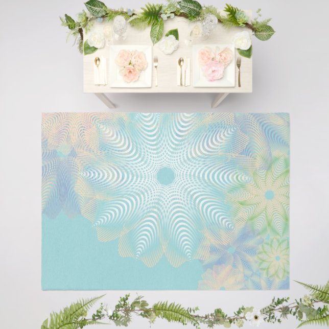 Blue Floral Abstract Pattern Outdoor Rug (Insitu (Wedding 2))