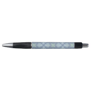 Blue Floral Abstract Pattern Pen