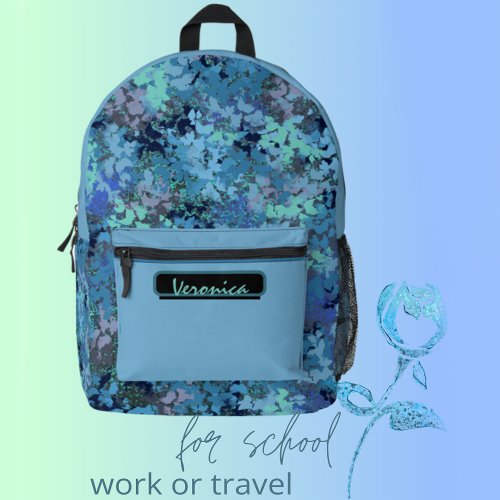 Blue Floral Abstract Pattern   Printed Backpack