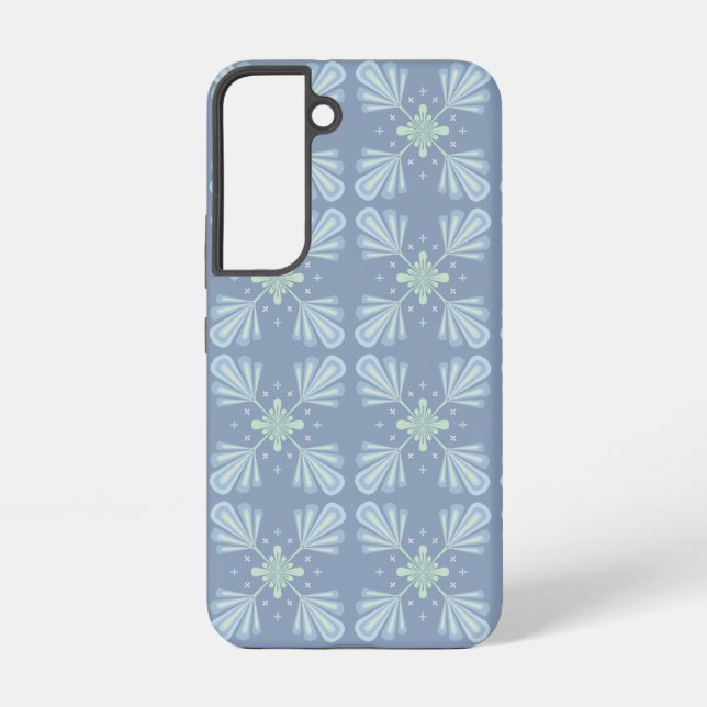 Blue Floral Abstract Pattern Samsung Galaxy Case (Back)