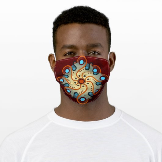 Blue Floral Abstract Vector Art Adult Cloth Face Mask (Worn)