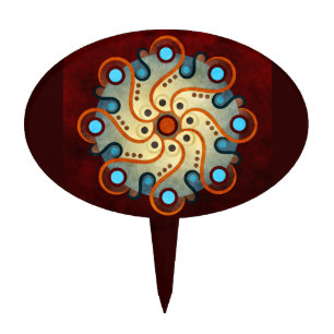 Blue Floral Abstract Vector Art Cake Topper