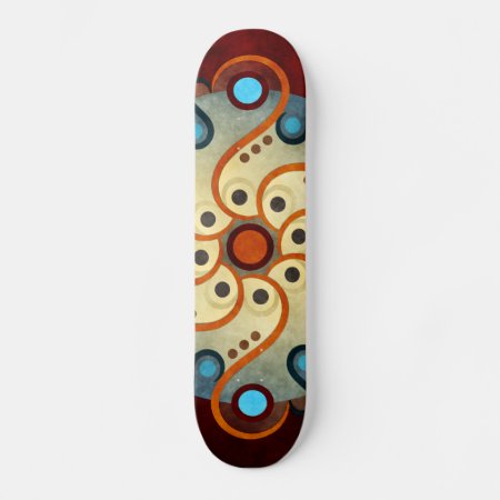 Blue Floral Abstract Vector Art Skateboard