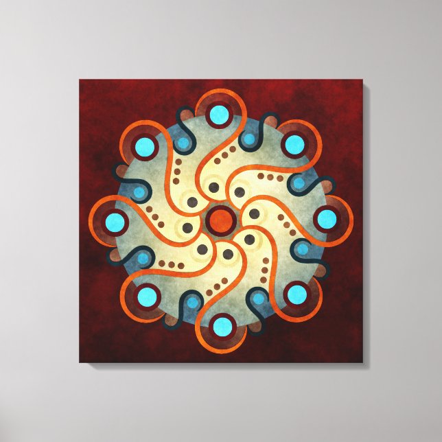 Blue Floral Abstract Vector Art Wrapped Canvas Pr Print (Front)